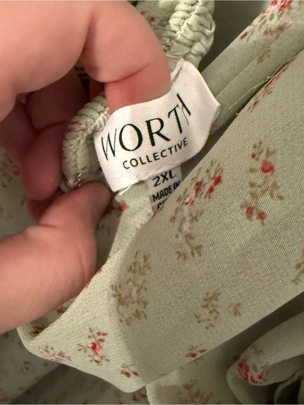 Worth Collective Sage Green Floral Maxi Dress with Ruched Sweetheart Bodice - Picture 6 of 7